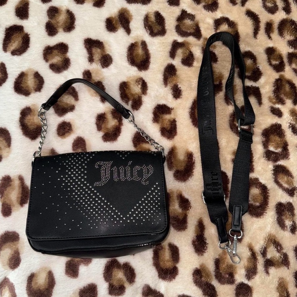 Juicy Couture Black Crossbody Bag with Rhinestone Accents